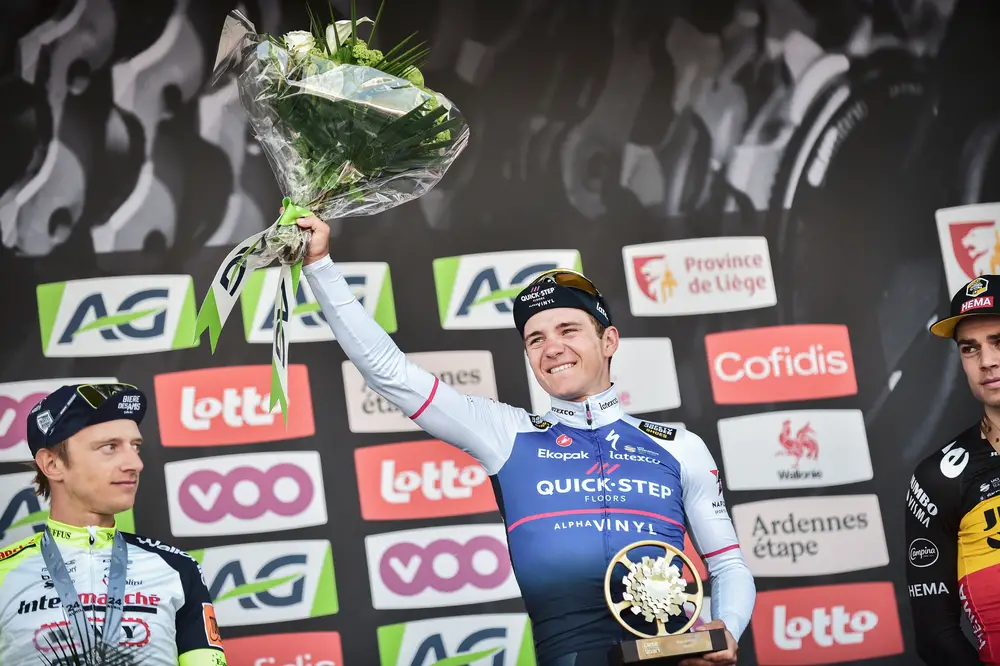 photo of Remco Evenepoel winner of Liege-Bastogne-Liege 2022